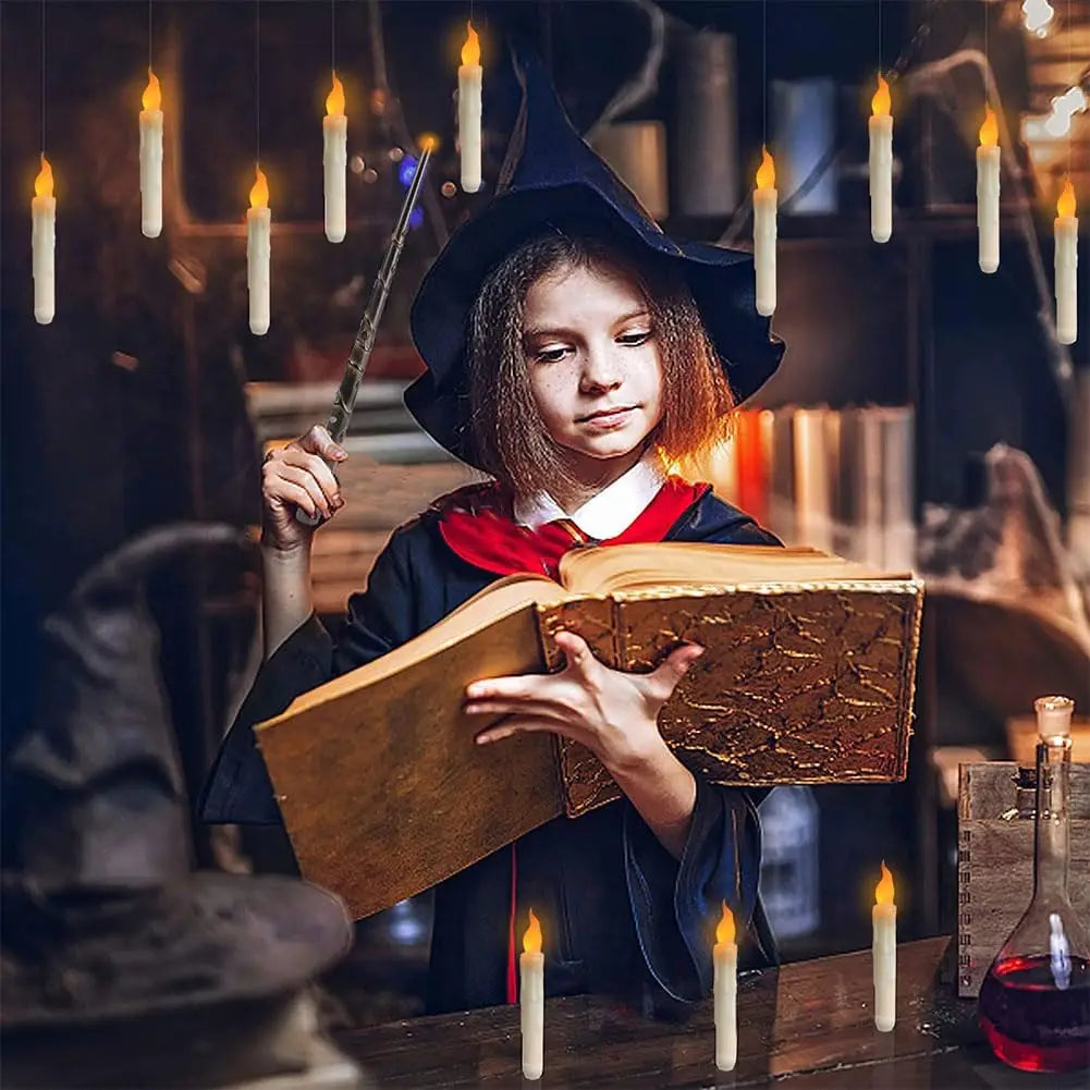Floating LED Candles with Magic Wand Remote Halloween & Harry Potter Wizard Party Decor