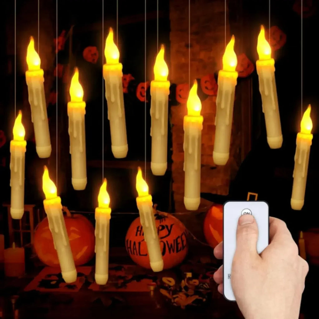 Floating LED Candles with Magic Wand Remote Halloween & Harry Potter Wizard Party Decor