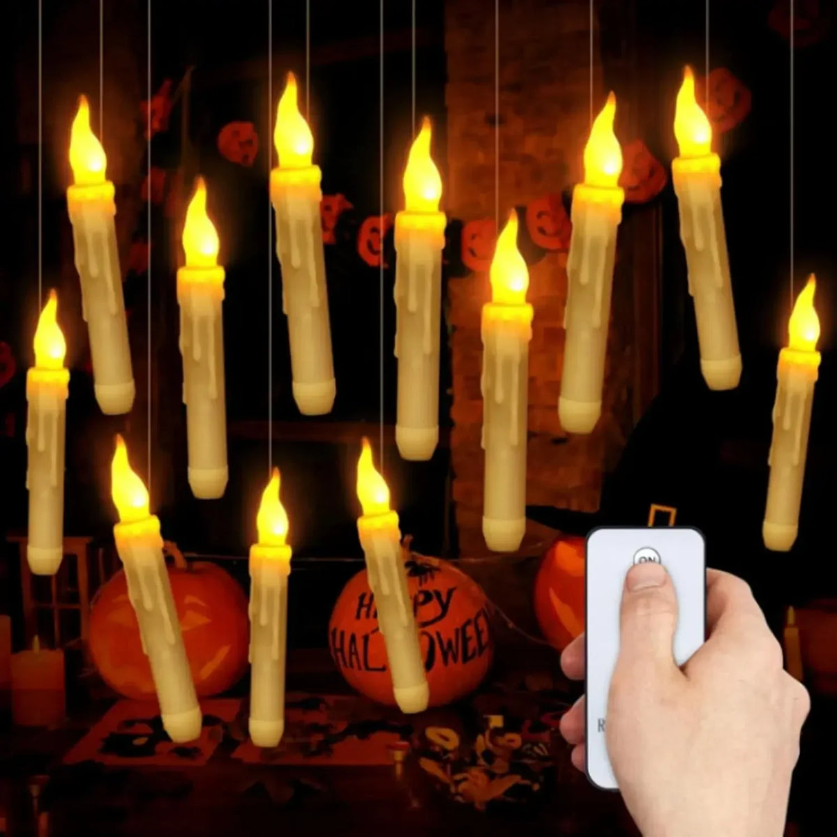 Floating LED Candles with Magic Wand Remote Halloween & Harry Potter Wizard Party Decor