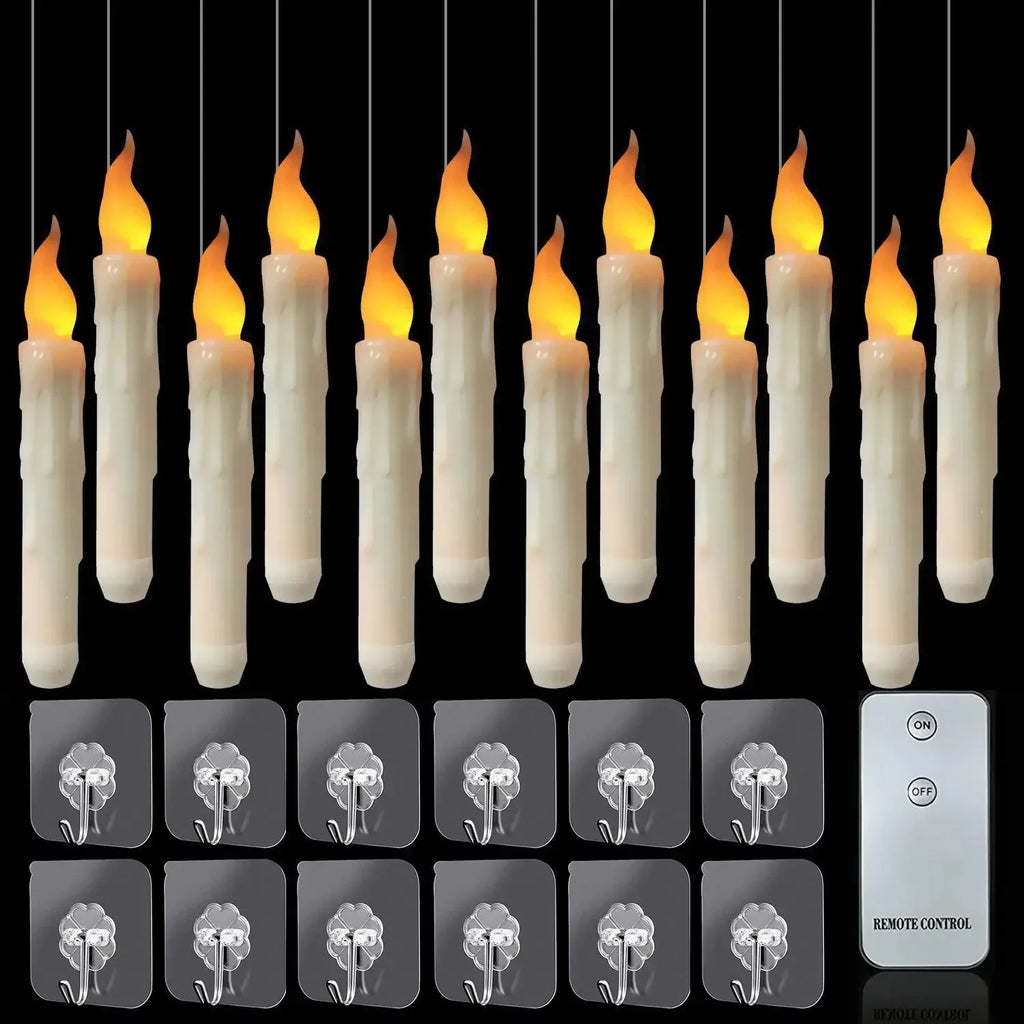 Floating LED Candles with Magic Wand Remote Halloween & Harry Potter Wizard Party Decor