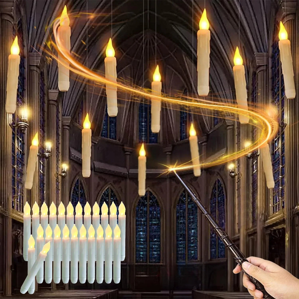 Floating LED Candles with Magic Wand Remote Halloween & Harry Potter Wizard Party Decor
